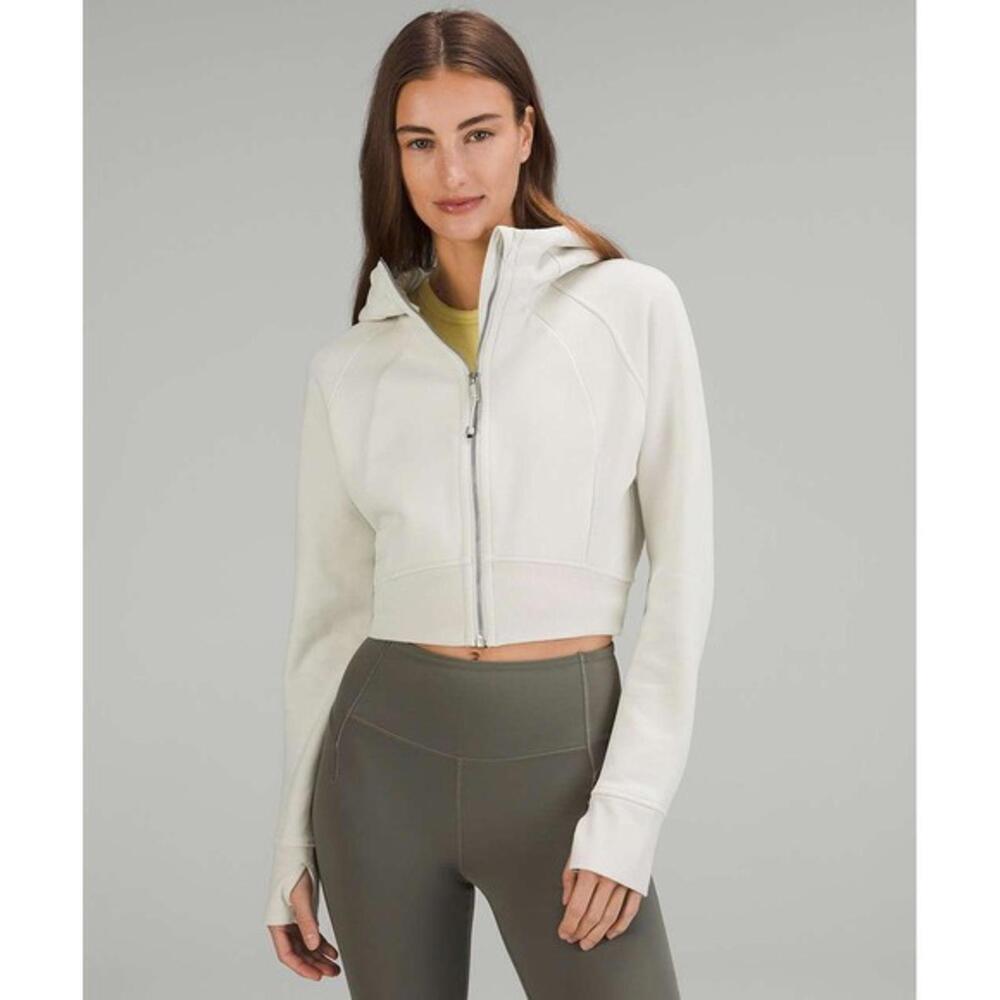 Lululemon Women's Cream Scuba Full-Zip Cropped Hoodie - Size 2